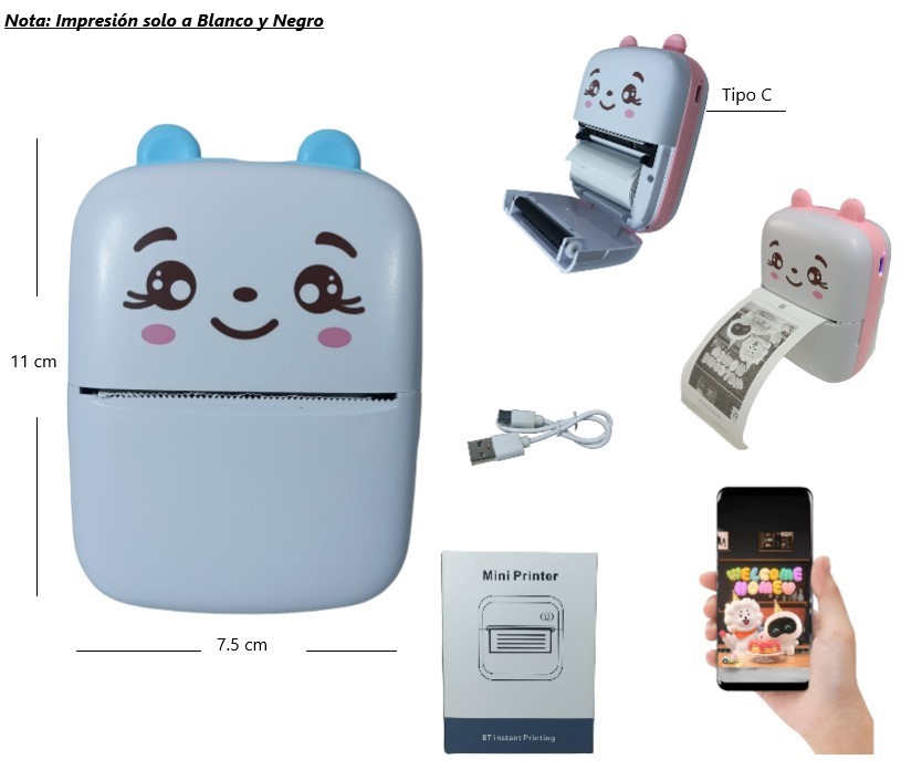 Mini Impresora Termica Bluetooth Recargable Portatil