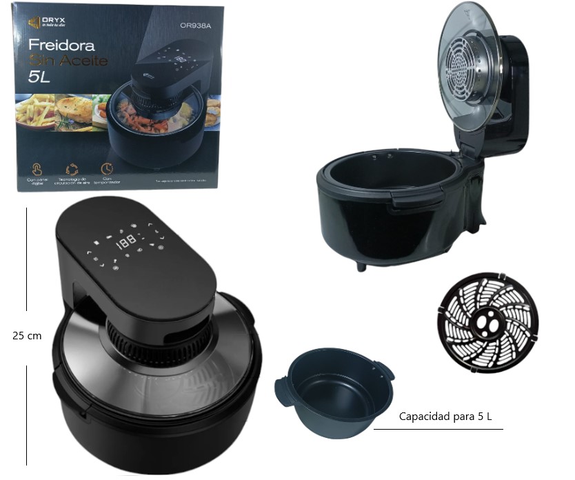 Freidora De Aire Sin Aceite 5 Litros Digital Tapa Superior 2